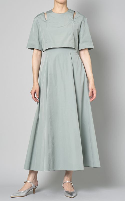 スリットショルダーフレアワンピース