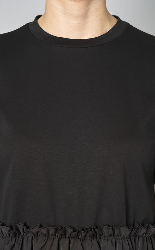 異素材コンビペプラムプルオーバー