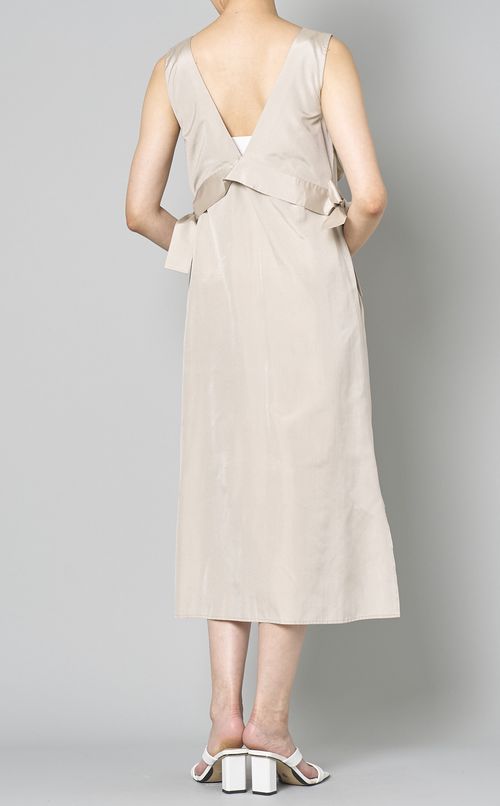 Vネックレイヤードロングワンピース