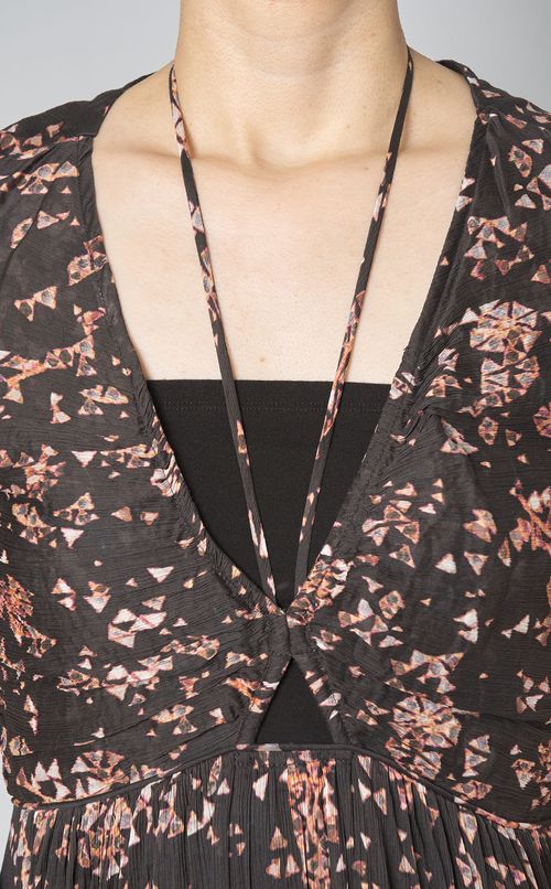 フラワープリントギャザーロングワンピース