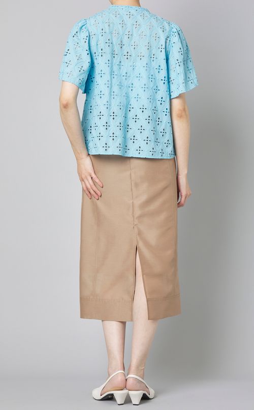 透かし織フレアスリーブブラウス