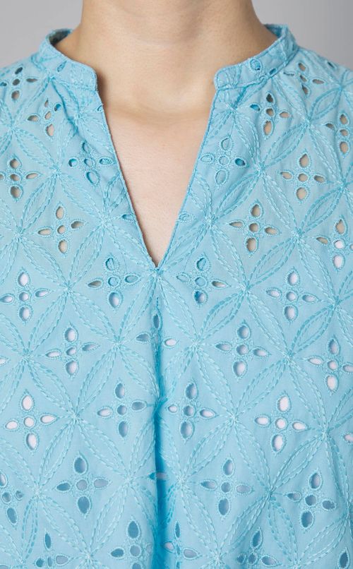 透かし織フレアスリーブブラウス