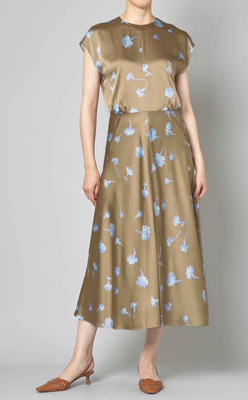 フラワープリントロングワンピース