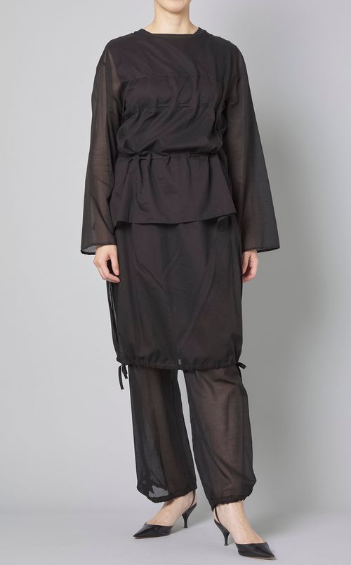 コットンシアードローストリングブラウス