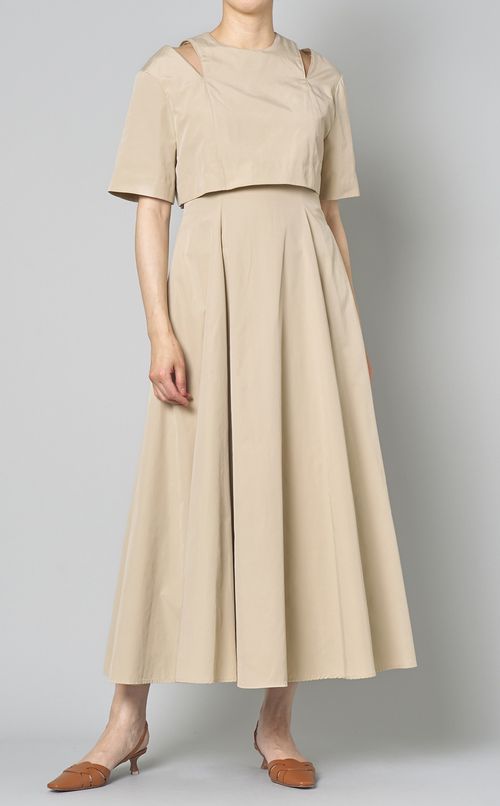 スリットショルダーフレアワンピース