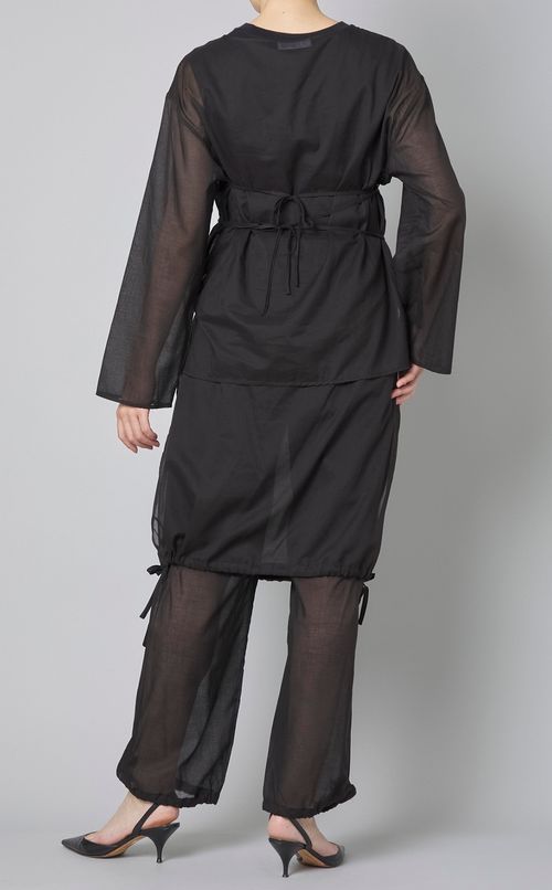 コットンシアードローストリングブラウス