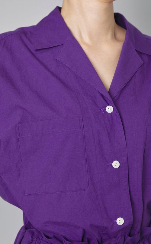 コットンオープンカラージャンプスーツ