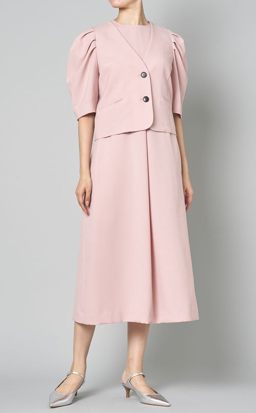 フロントタックスリーブレスワンピース