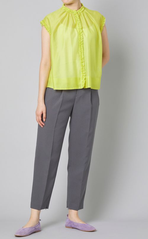 シアーギャザーフリルブラウス