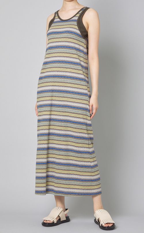 コットンボーダータンクロングワンピース