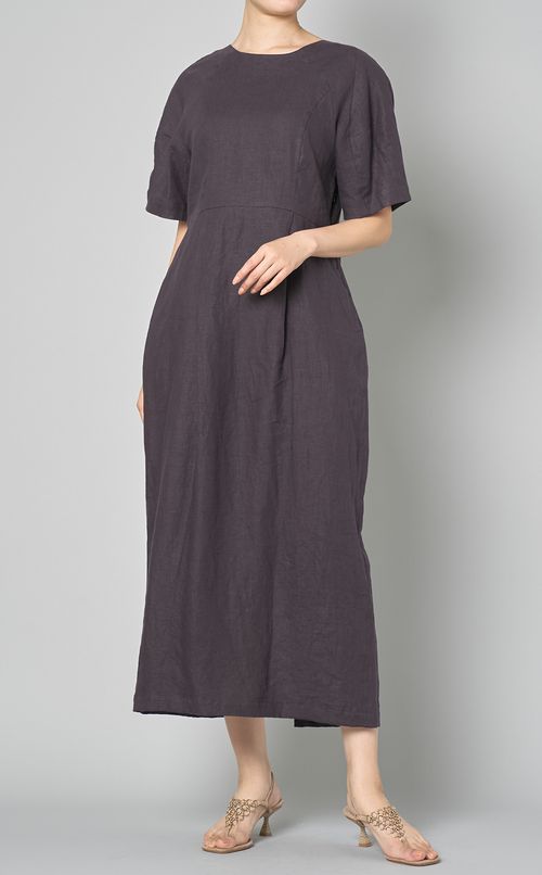 バックリボンリネンワンピース