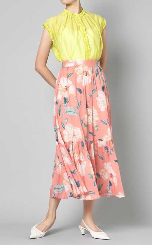 シアーギャザーフリルブラウス