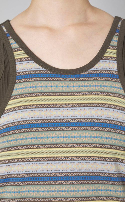 コットンボーダータンクロングワンピース