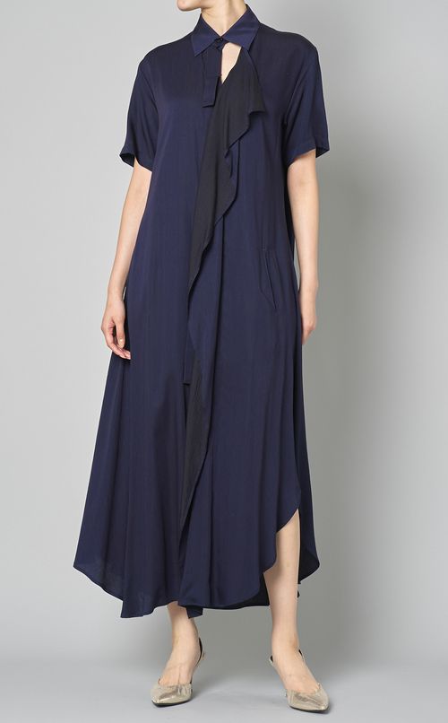 フロントフリルシャツワンピース