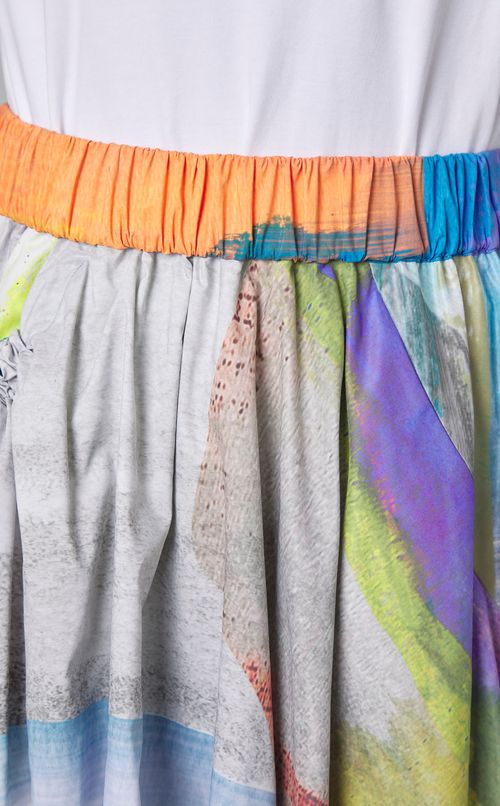 コラージュプリントギャザースカー卜