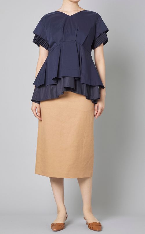 サスペンダー付Iラインスカート