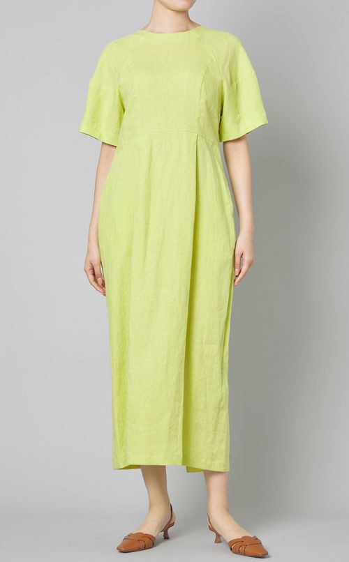 バックリボンリネンワンピース