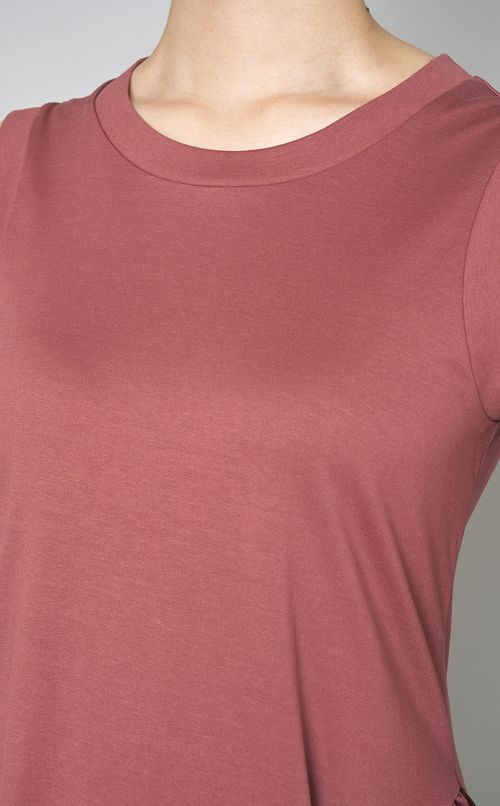 クルーネック切替ロングワンピース