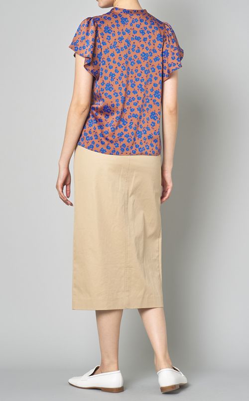 フラワープリントスキッパーブラウス