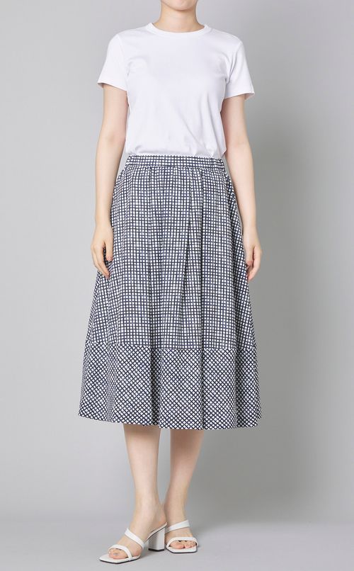 ギンガムチェックギャザーロングスカート