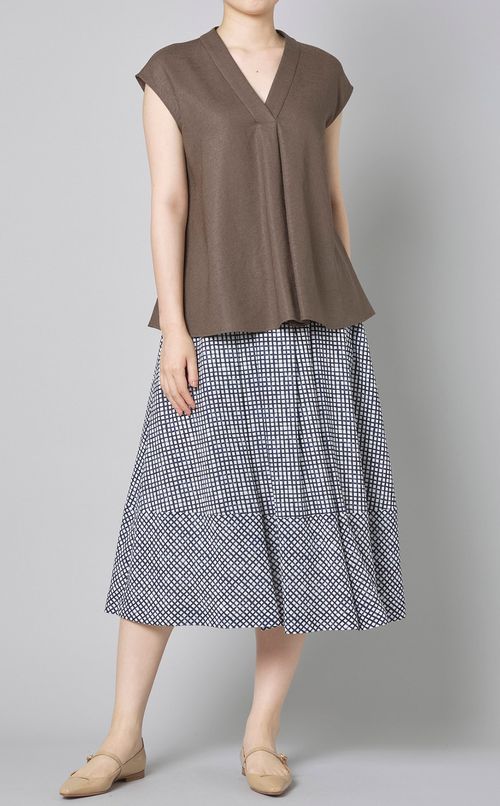 ギンガムチェックギャザーロングスカート