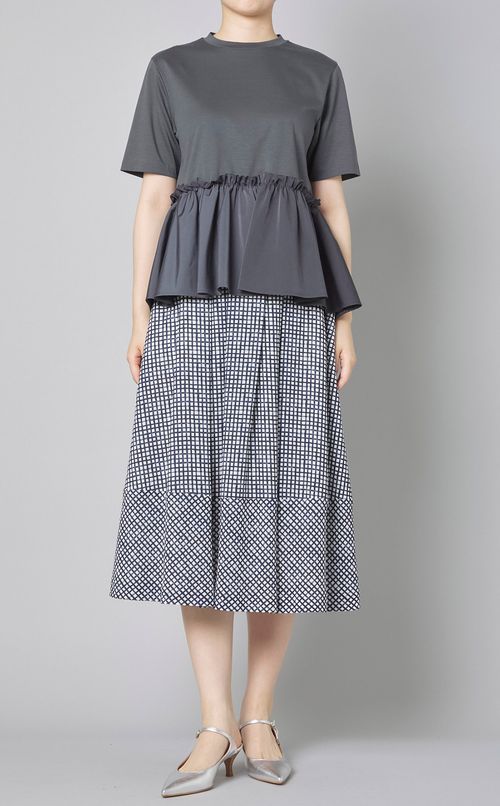 異素材コンビペプラムプルオーバー