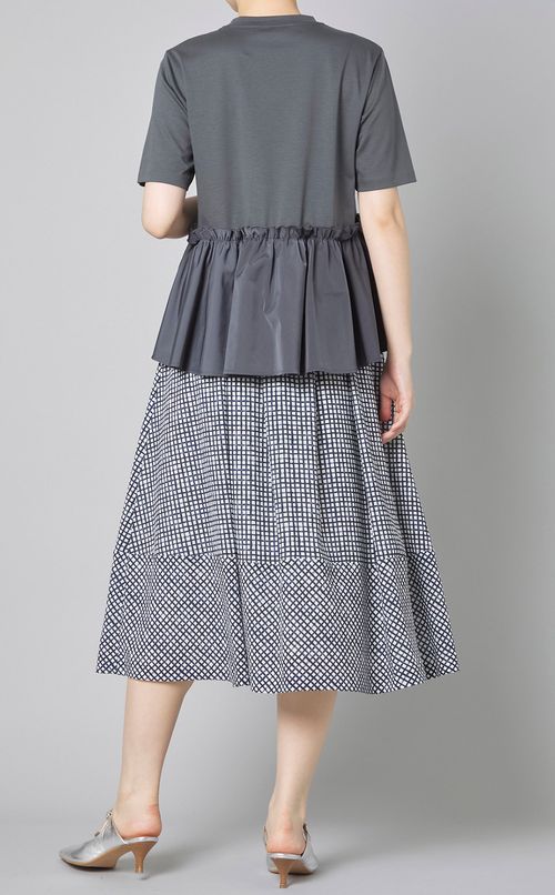 異素材コンビペプラムプルオーバー