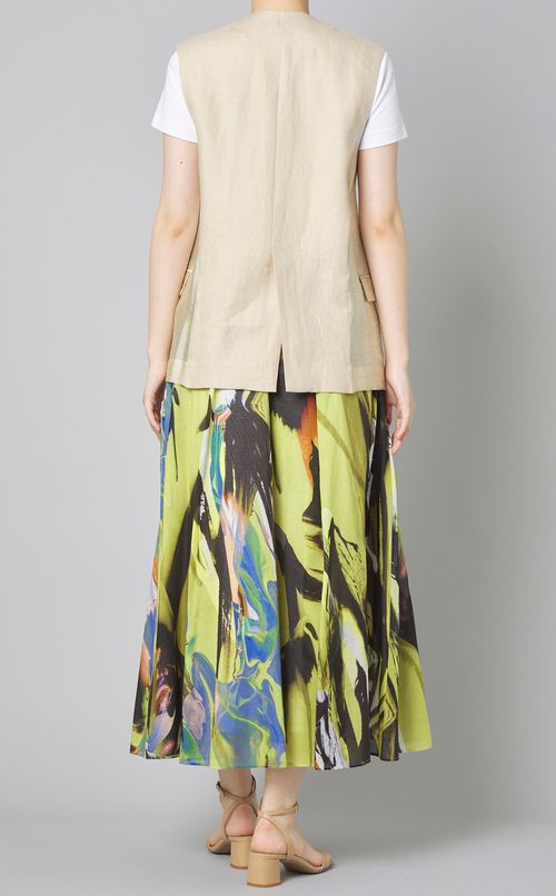 ノーカラーリネンベスト