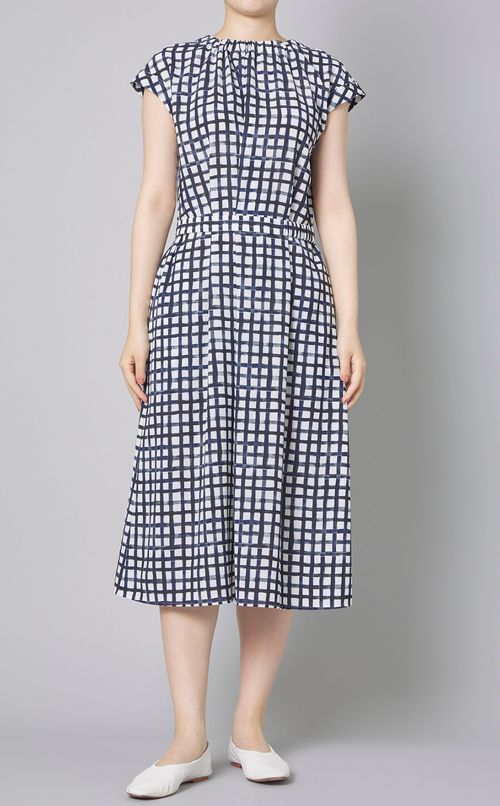 ベルト付ギンガムプリントワンピース