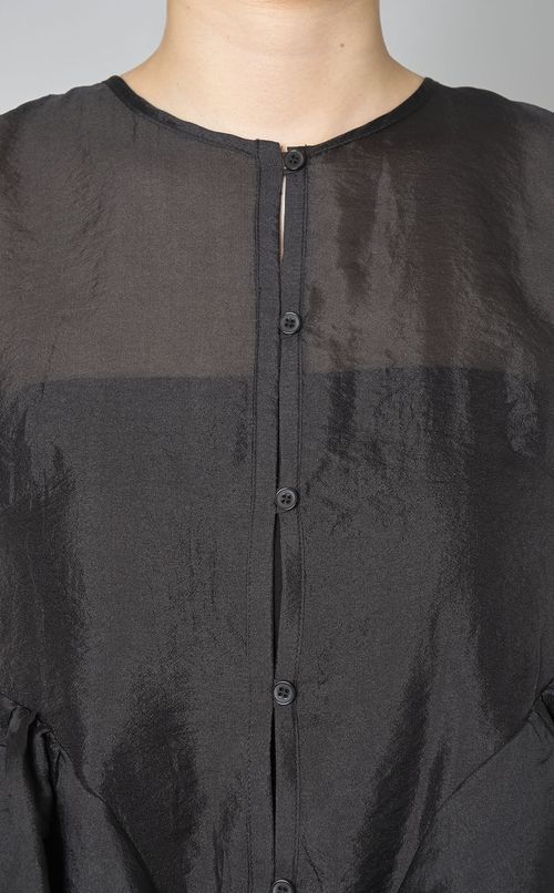 シアーフリルノースリーブブラウス