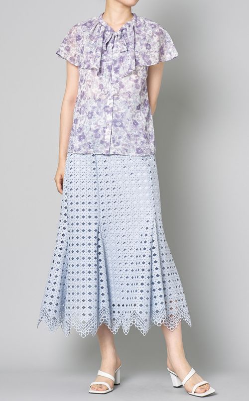 デジタルフラワープリントブラウス