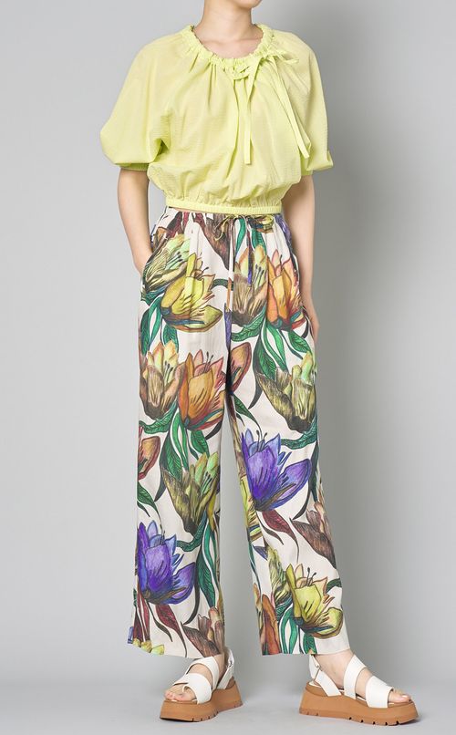 バルーンスリーブクロップドブラウス