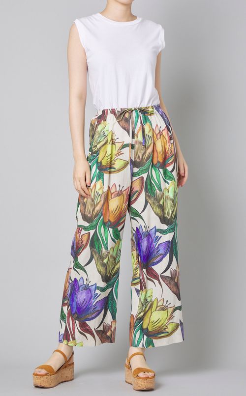 ボタニカルプリントワイドパンツ