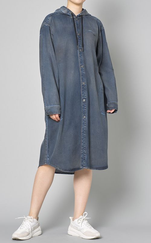 デニムコンビフーディワンピース