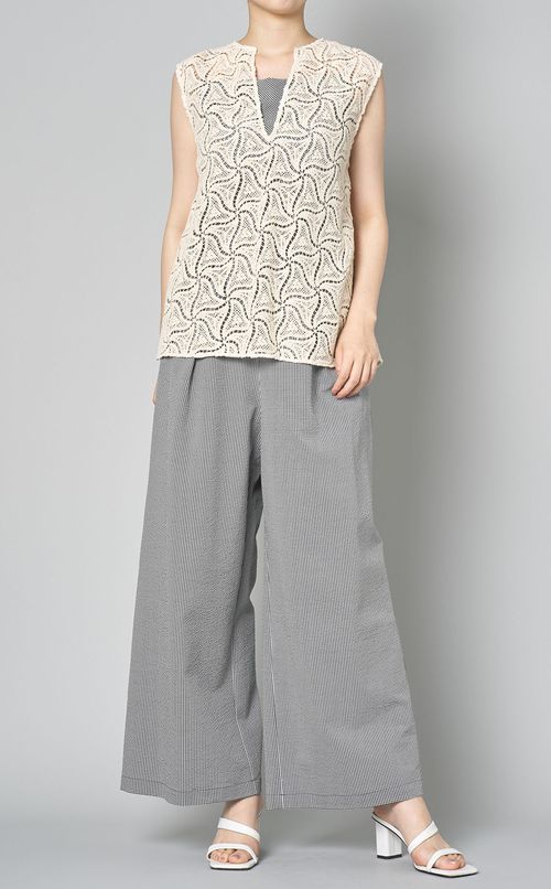 透かし編みコットンニットベスト