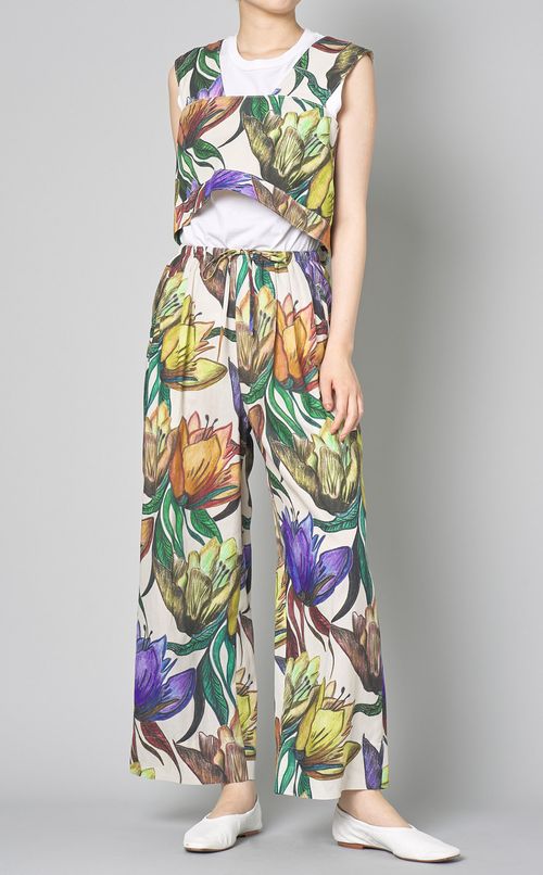 ボタニカルプリントワイドパンツ