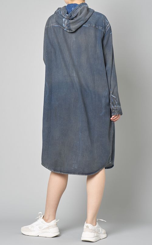 デニムコンビフーディワンピース