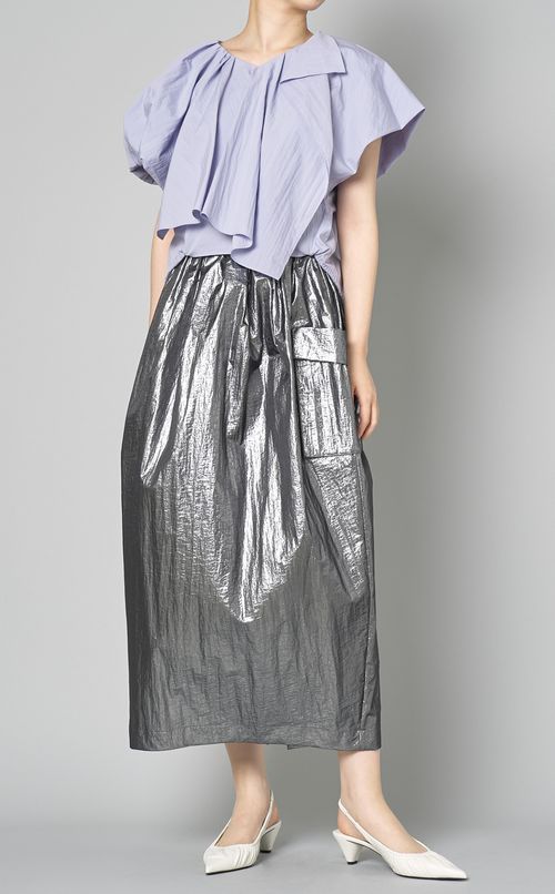 メタリックギャザースカート