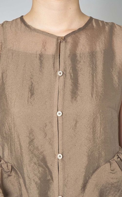 シアーフリルノースリーブブラウス