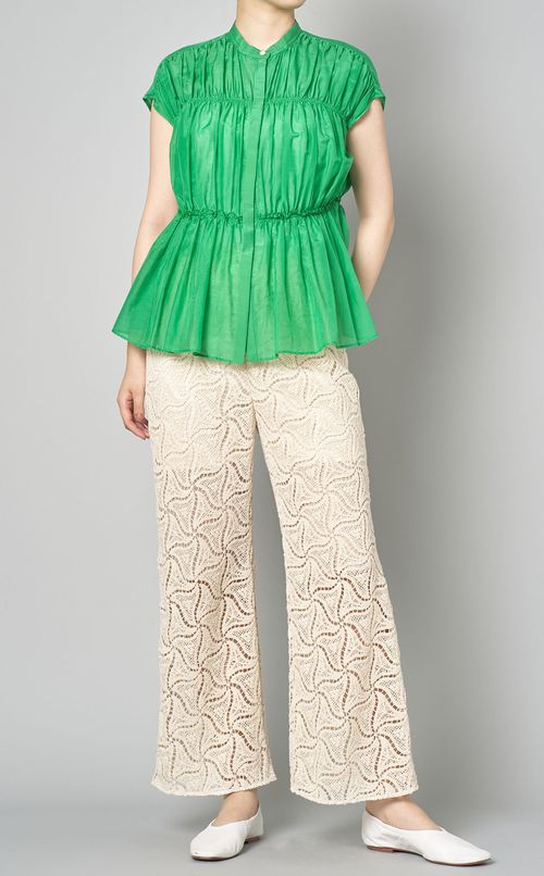 透かし編みコットンニットパンツ