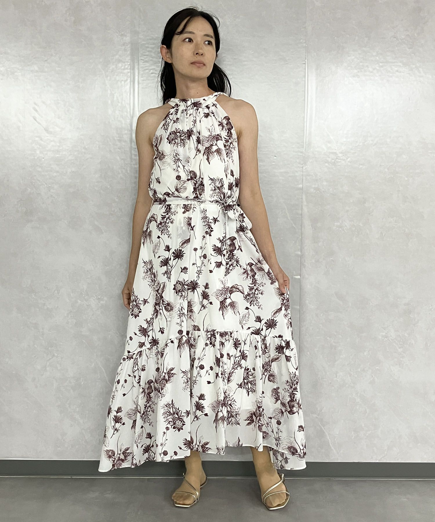 FRAY I.D｜ホルターネックフラワーワンピース