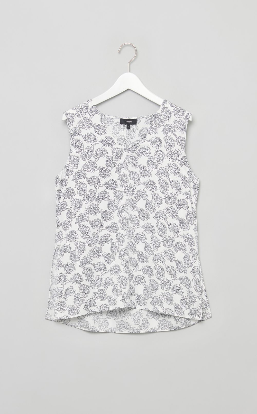 フラワープリントノースリーブVトップス