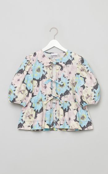 フラワープリントコットンブラウス