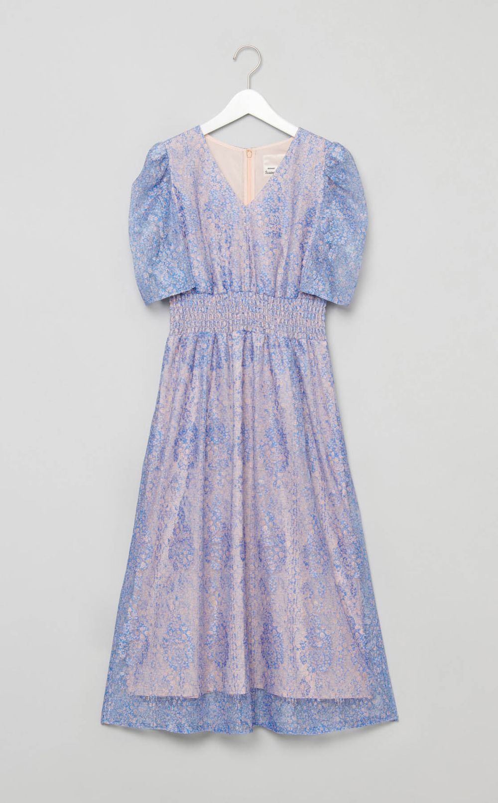 プリントレースギャザーワンピース