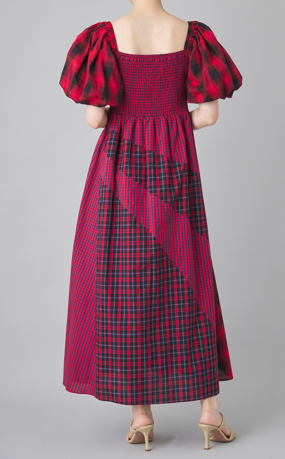 プリントミックスパフスリーブワンピース