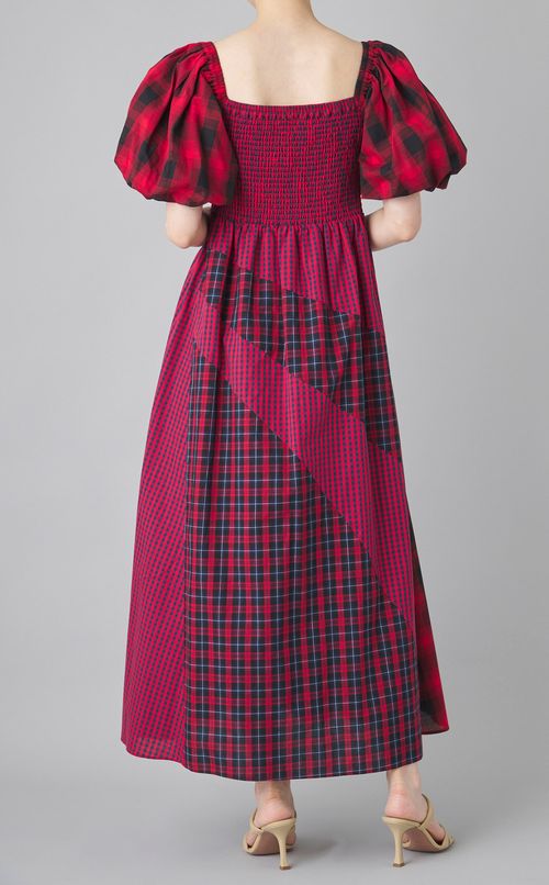 プリントミックスパフスリーブワンピース