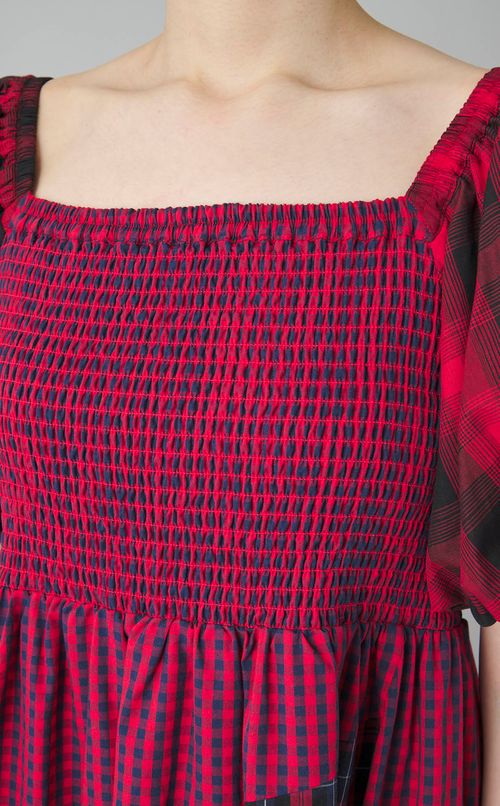 プリントミックスパフスリーブワンピース