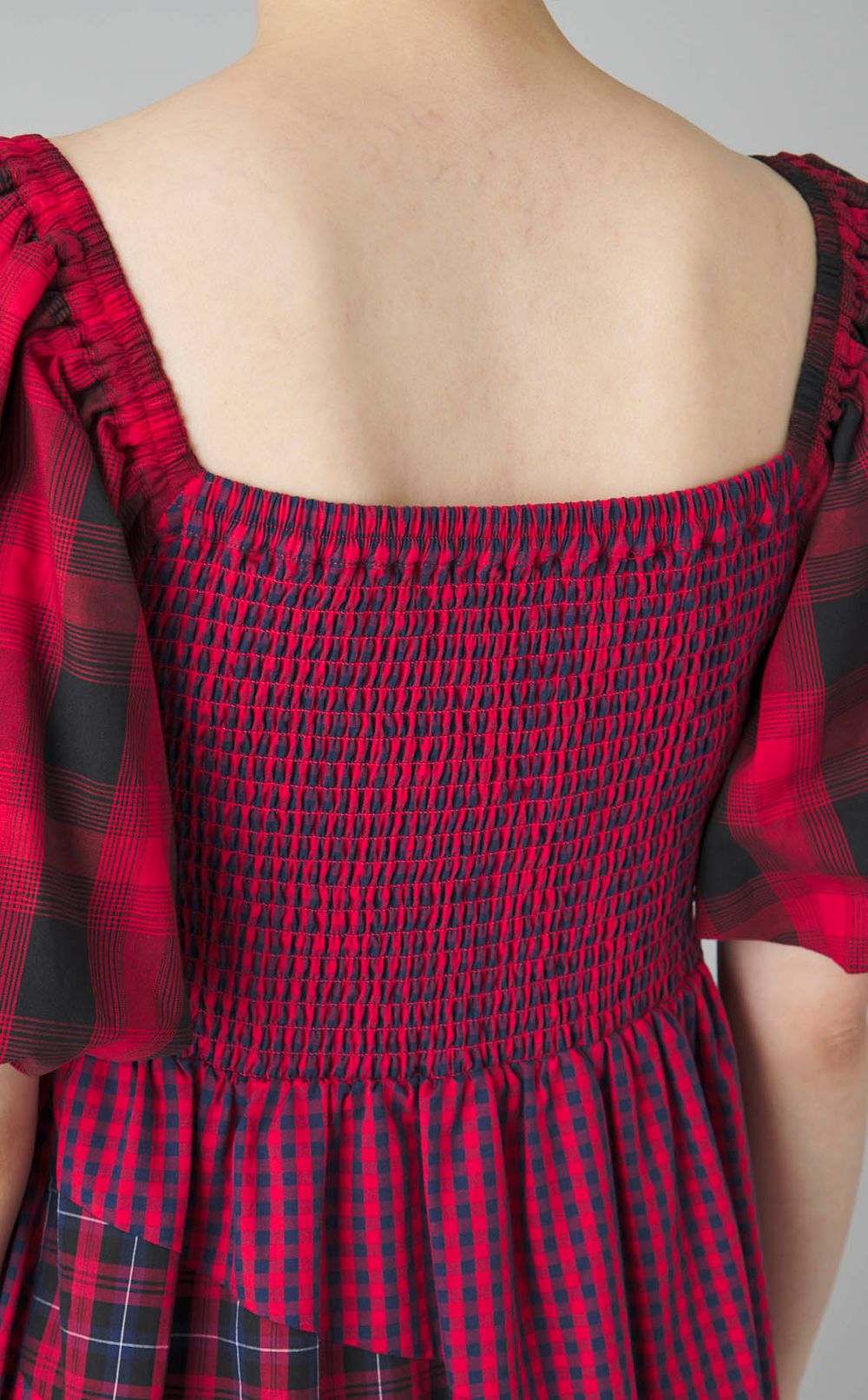 プリントミックスパフスリーブワンピース