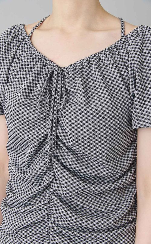 パフスリーブギャザーカットワンピース