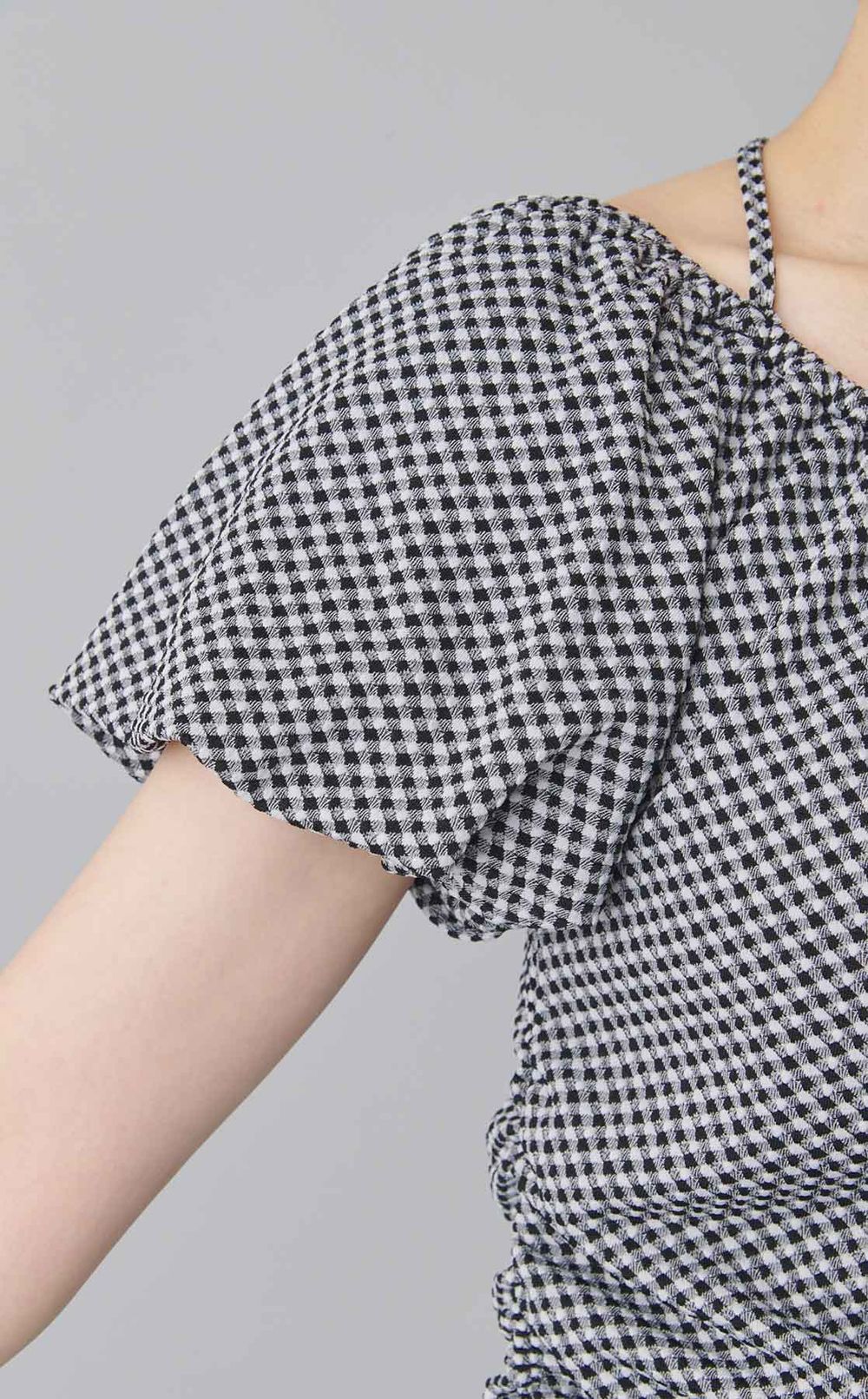 パフスリーブギャザーカットワンピース